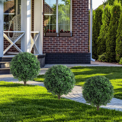 24" Artificial Boxwood Topiary Bushes UV Resistant for Outdoor 2PCS
