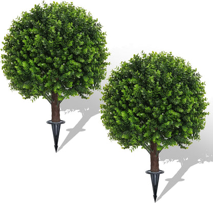 24" Artificial Boxwood Topiary Bushes UV Resistant for Outdoor 2PCS