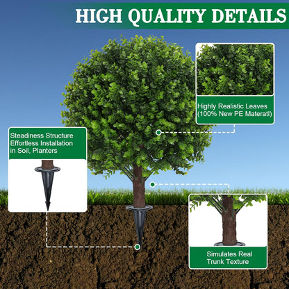 24" Artificial Boxwood Topiary Bushes UV Resistant for Outdoor 2PCS