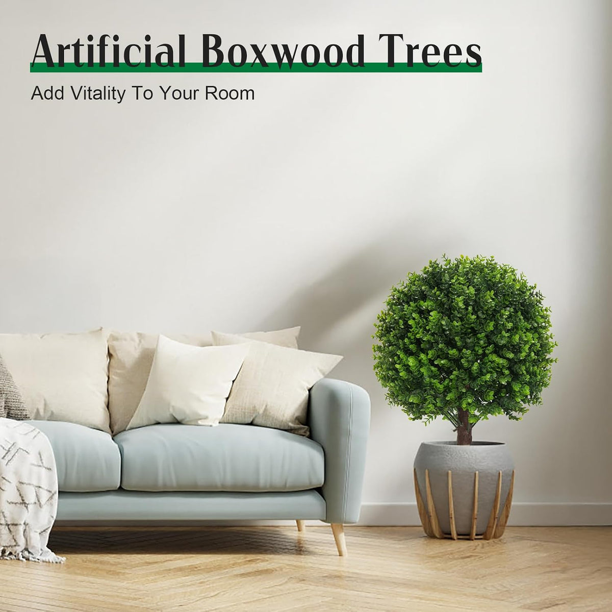 24" Artificial Boxwood Topiary Bushes UV Resistant for Outdoor 2PCS