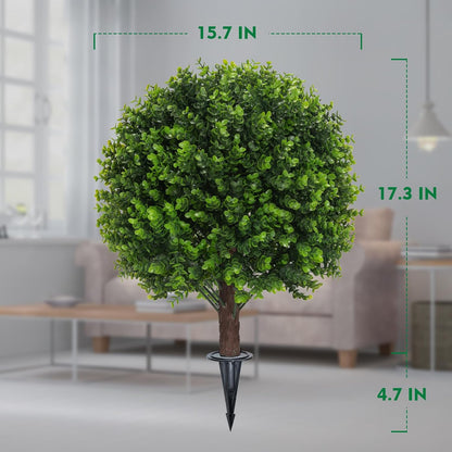24" Artificial Boxwood Topiary Bushes UV Resistant for Outdoor 2PCS