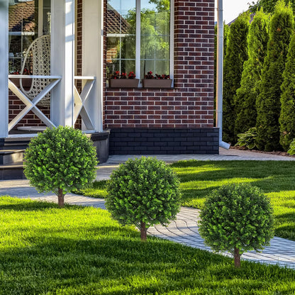 24" Artificial Boxwood Topiary Bushes UV Resistant for Outdoor 2PCS