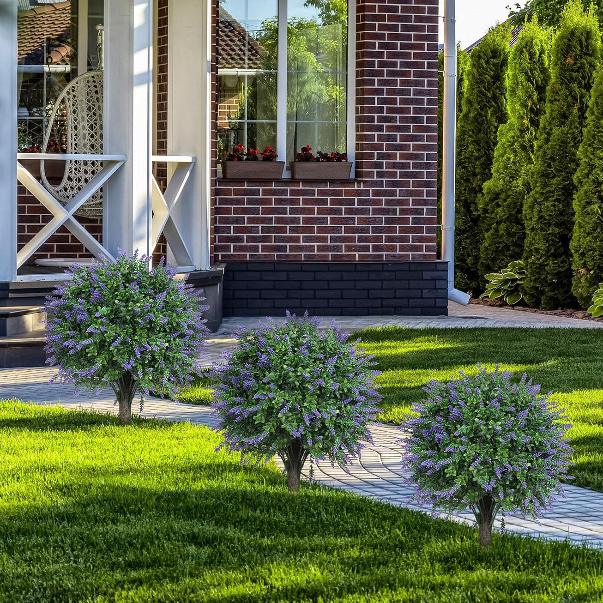 24" Artificial Boxwood Topiary Bushes UV Resistant for Outdoor 2PCS