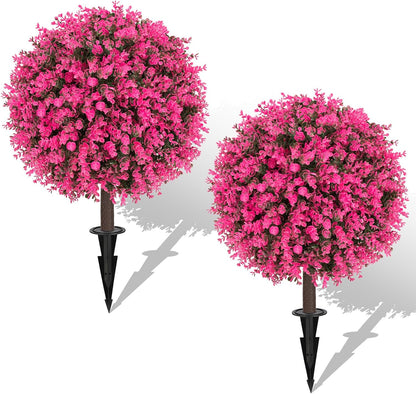 24" Artificial Boxwood Topiary Bushes UV Resistant for Outdoor 2PCS