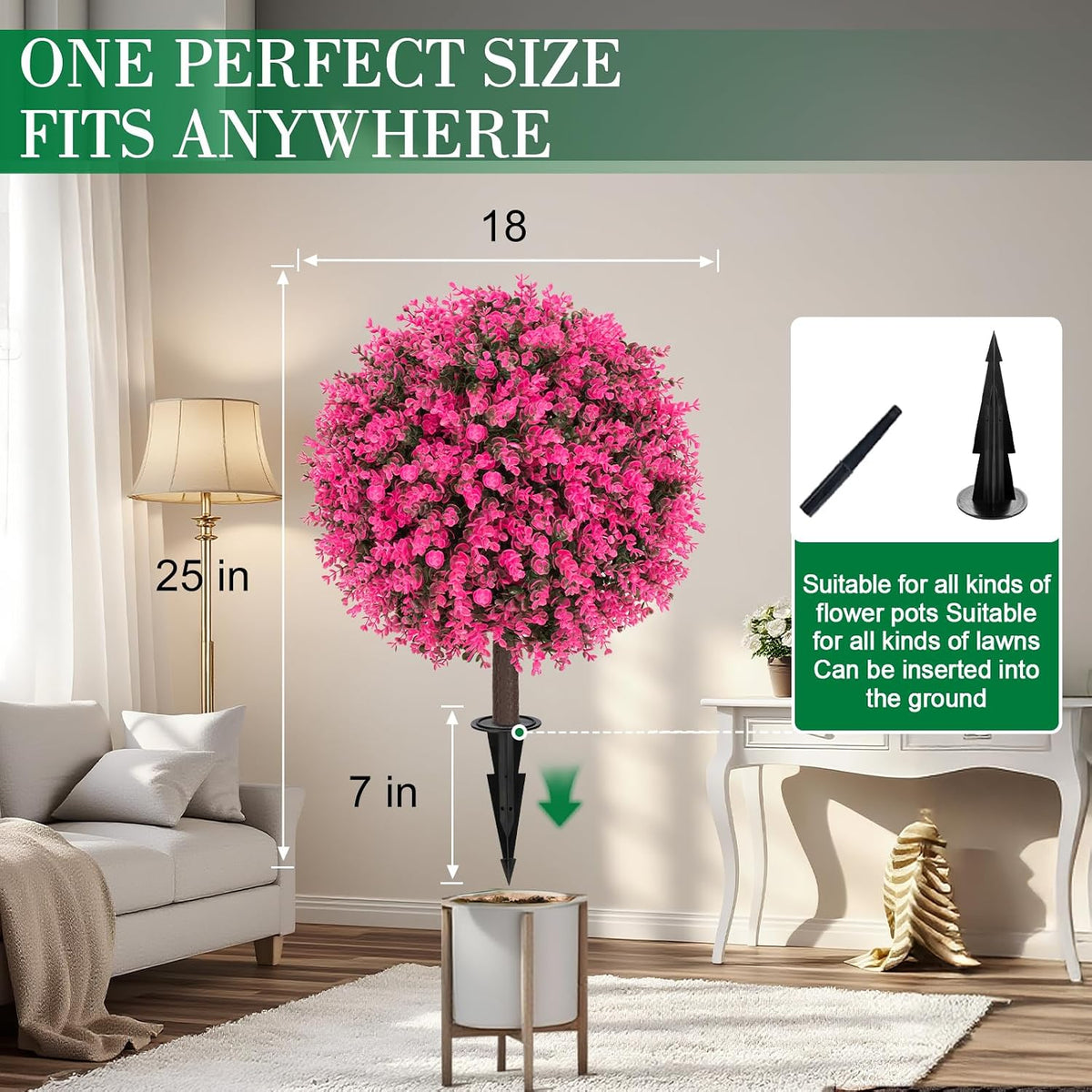 24" Artificial Boxwood Topiary Bushes UV Resistant for Outdoor 2PCS