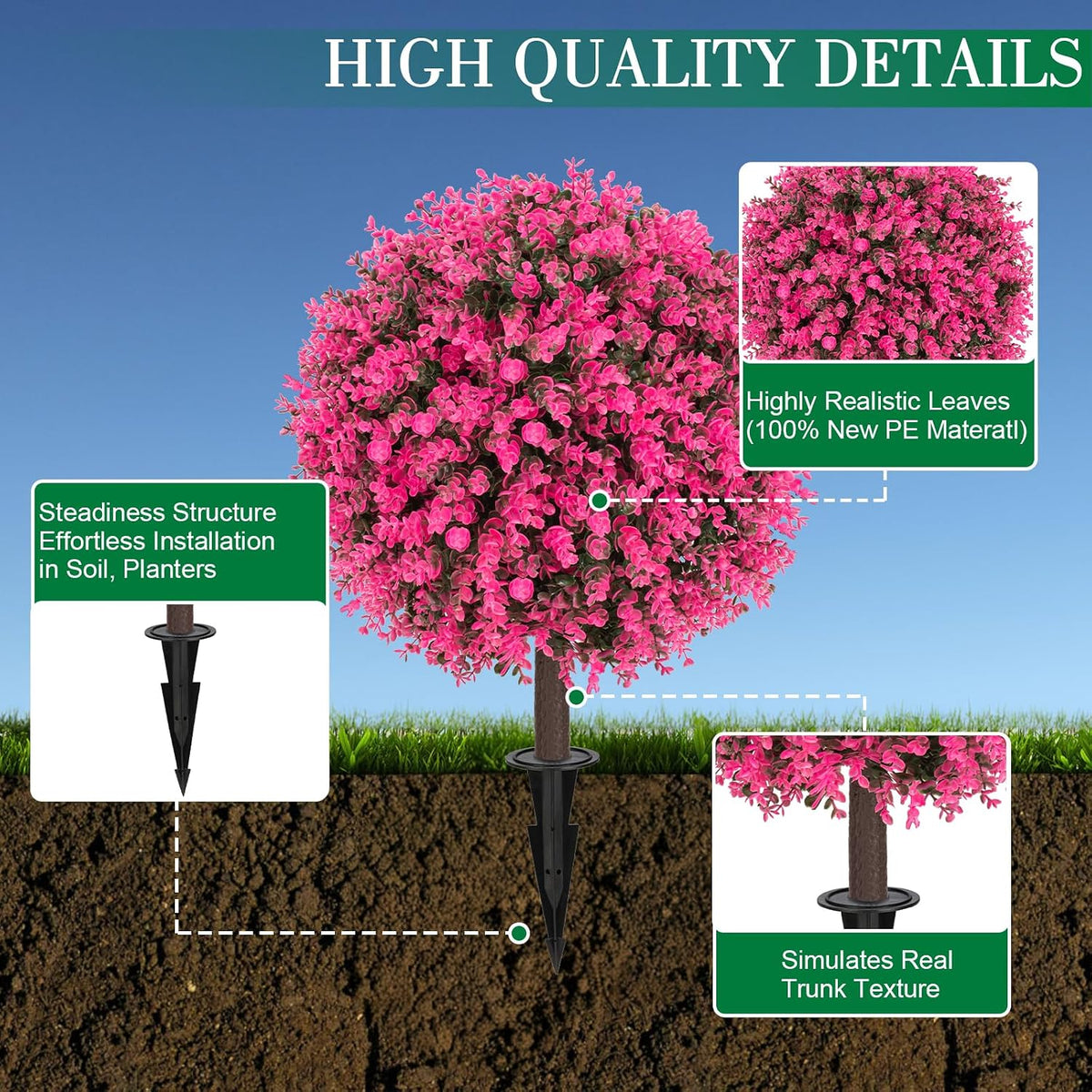 24" Artificial Boxwood Topiary Bushes UV Resistant for Outdoor 2PCS