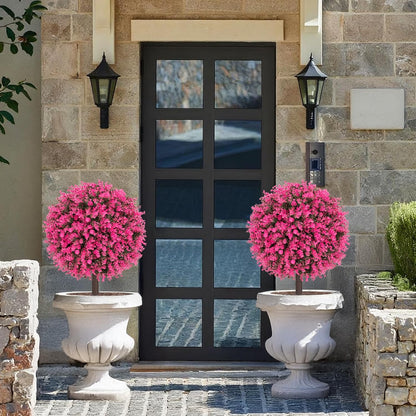 24" Artificial Boxwood Topiary Bushes UV Resistant for Outdoor 2PCS