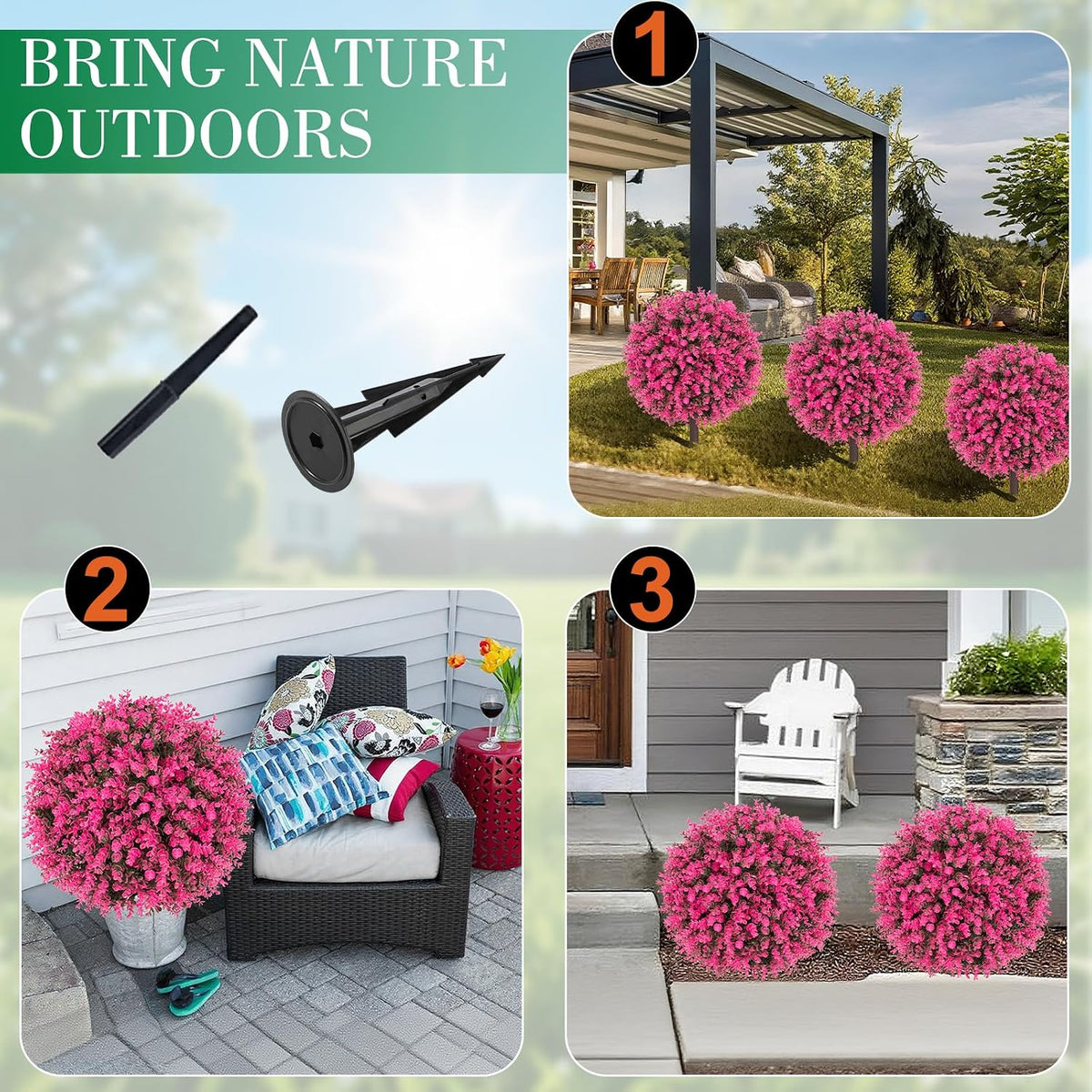 24" Artificial Boxwood Topiary Bushes UV Resistant for Outdoor 2PCS