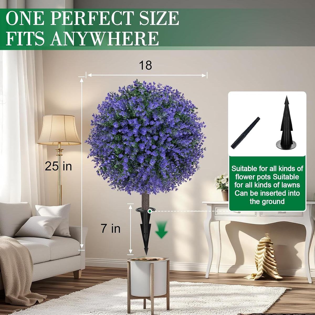 24" Artificial Boxwood Topiary Bushes UV Resistant for Outdoor 2PCS