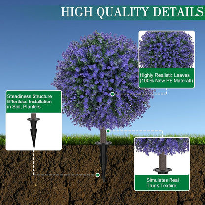 24" Artificial Boxwood Topiary Bushes UV Resistant for Outdoor 2PCS