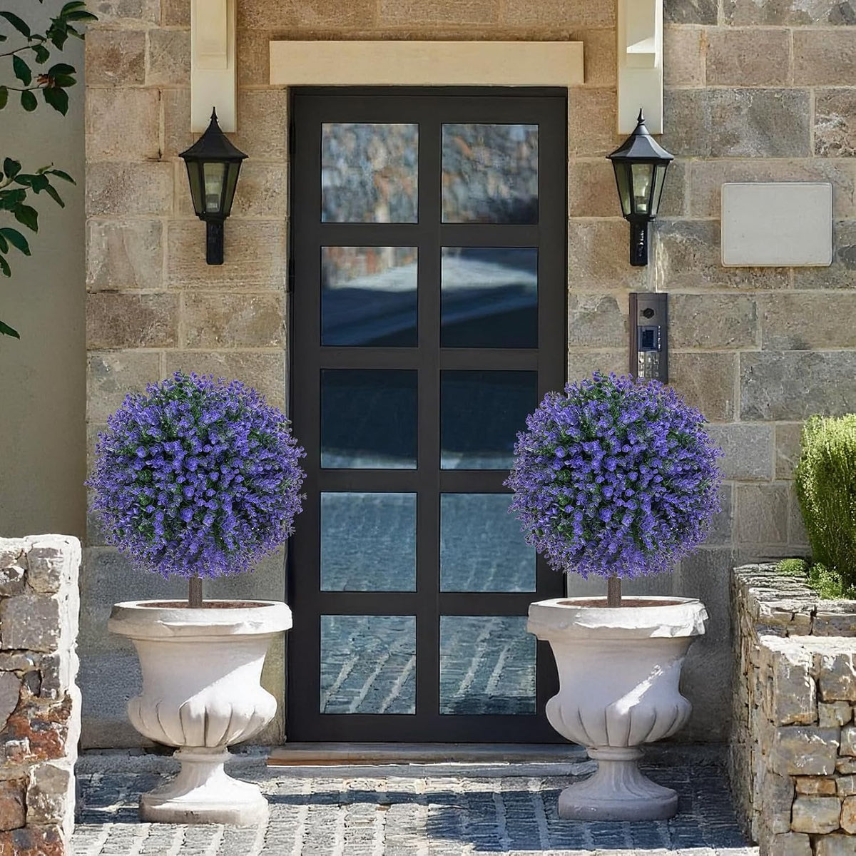 24" Artificial Boxwood Topiary Bushes UV Resistant for Outdoor 2PCS