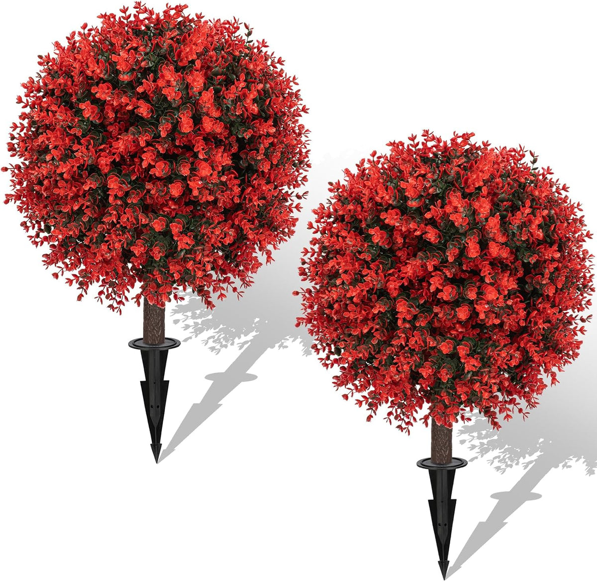 24" Artificial Boxwood Topiary Bushes UV Resistant for Outdoor 2PCS