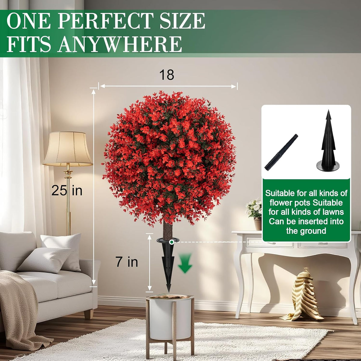 24" Artificial Boxwood Topiary Bushes UV Resistant for Outdoor 2PCS