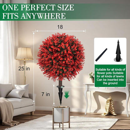 24" Artificial Boxwood Topiary Bushes UV Resistant for Outdoor 2PCS