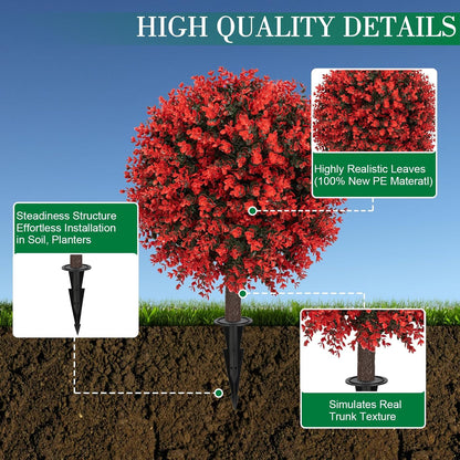 24" Artificial Boxwood Topiary Bushes UV Resistant for Outdoor 2PCS