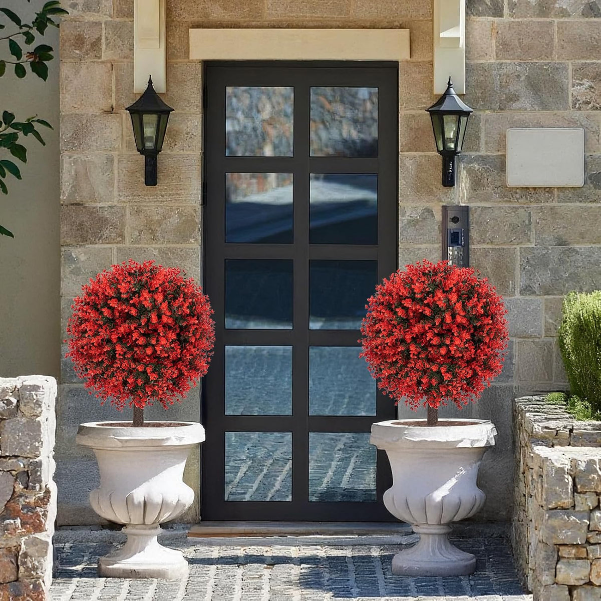24" Artificial Boxwood Topiary Bushes UV Resistant for Outdoor 2PCS