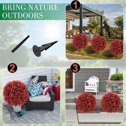 24" Artificial Boxwood Topiary Bushes UV Resistant for Outdoor 2PCS