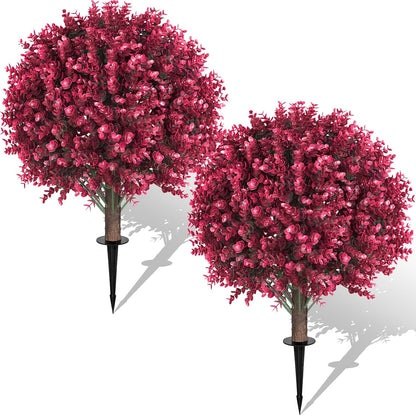 24" Artificial Boxwood Topiary Bushes UV Resistant for Outdoor 2PCS