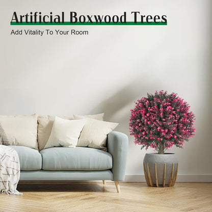 24" Artificial Boxwood Topiary Bushes UV Resistant for Outdoor 2PCS