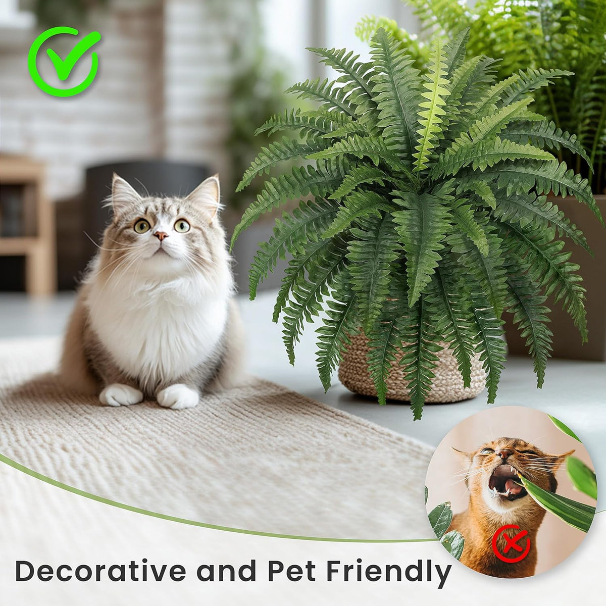 35" Fake Ferns Artificial Bush Plants for Outdoors, 2-Pack | UV-Resistant, Large Artificial Boston Ferns, 39 Fronds Each, Zero Maintenance, Pet Friendly, Outdoors Home Décor