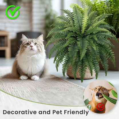 35" Fake Ferns Artificial Bush Plants for Outdoors, 2-Pack | UV-Resistant, Large Artificial Boston Ferns, 39 Fronds Each, Zero Maintenance, Pet Friendly, Outdoors Home Décor