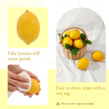 2 Packs Artificial Lemon Branches, Faux Lemon Stems with 16 Lifelike Lemons, Bendable Fake Fruit Branches for Vase, Lemon Kitchen Decor, Farmhouse Home Centerpiece Summer Decoration