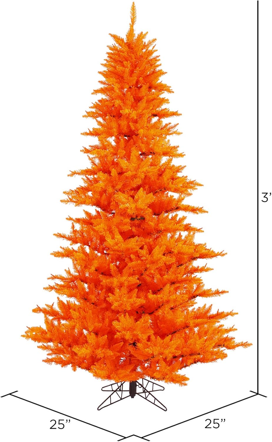 3' Orange Fir Artificial Christmas Tree, Unlit - Faux Fir Christmas Tree - Seasonal Indoor Home Decor