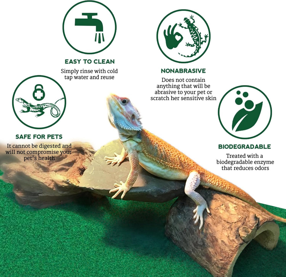 Reptile Mat, Terrarium Floor Liner, 30BR/40BR/50/65 Gallon, Substrate Carpet, Soft Bedding for Reptiles - Gecko, Lizard, Snake, Tortoise, Reptile Cage Tank Supplies & Accessories, Green, 1Pc