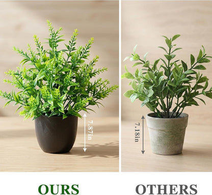 Fake Plants 4 Packs Small Faux Potted Flower Daisy with Eucalyptus Leaves Decorations for Desk Bathroom Office Home Room Table Decor Indoor Outdoor