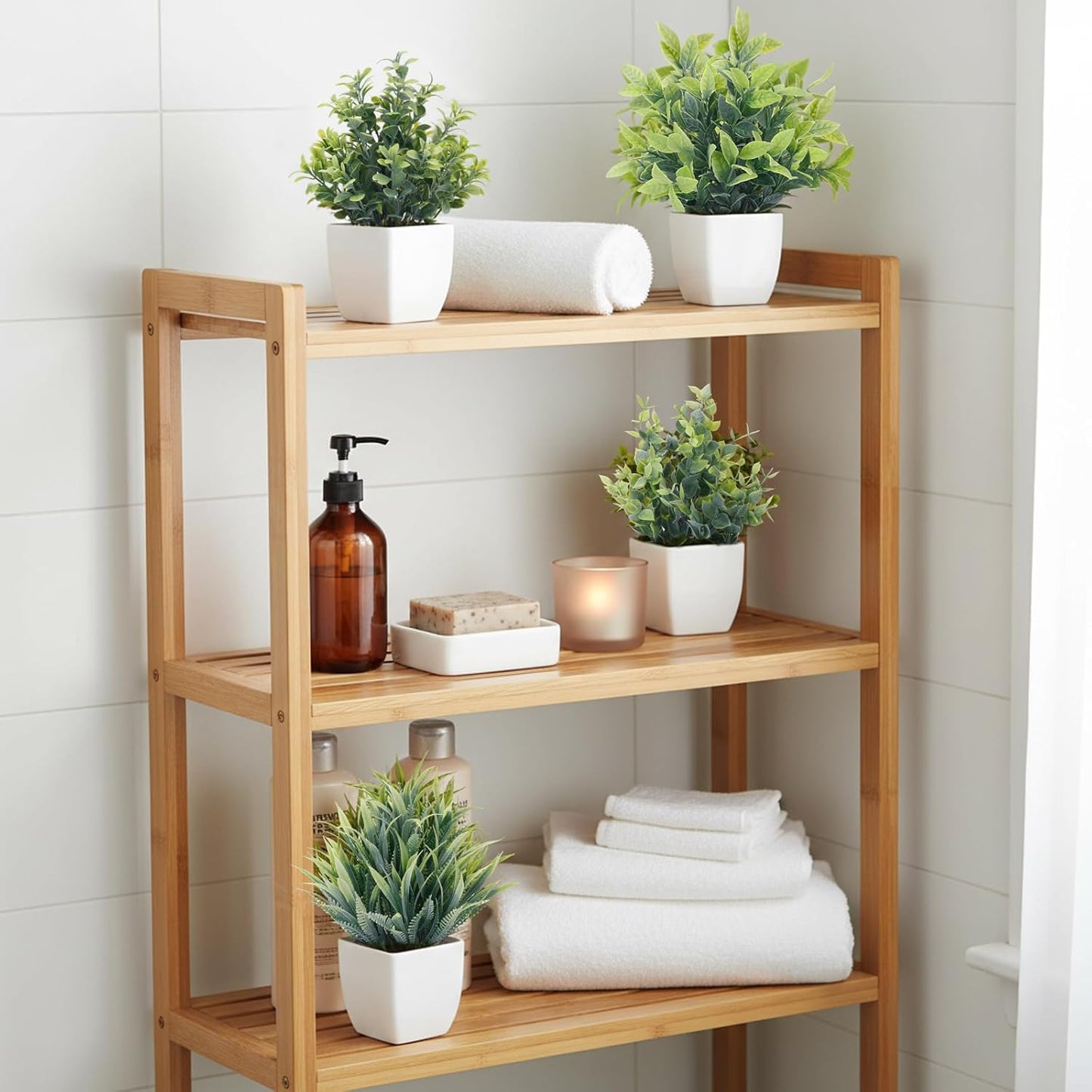 Fake Plants 4 Packs Small Faux Potted Flower Daisy with Eucalyptus Leaves Decorations for Desk Bathroom Office Home Room Table Decor Indoor Outdoor