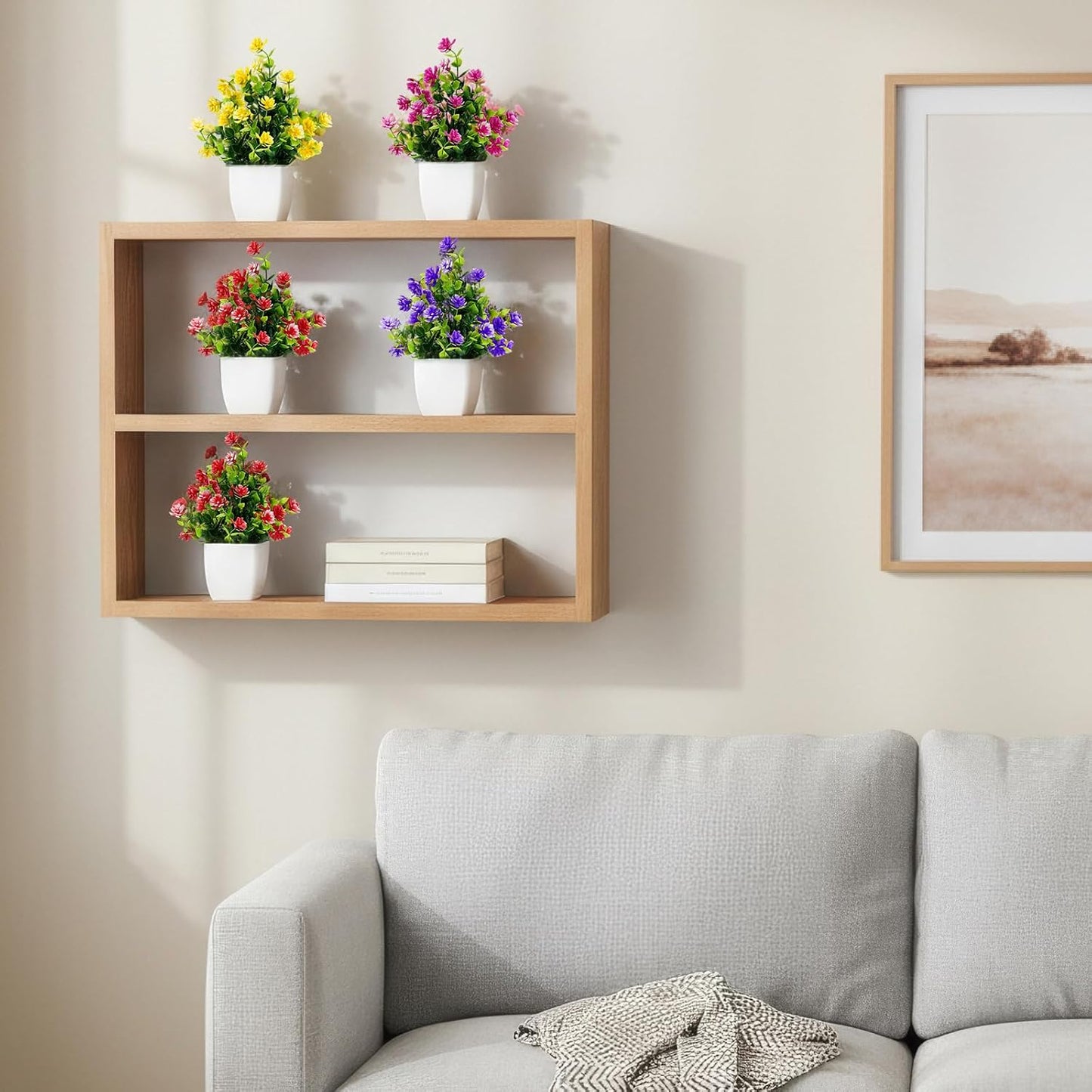 Fake Plants 4 Packs Small Faux Potted Flower Daisy with Eucalyptus Leaves Decorations for Desk Bathroom Office Home Room Table Decor Indoor Outdoor