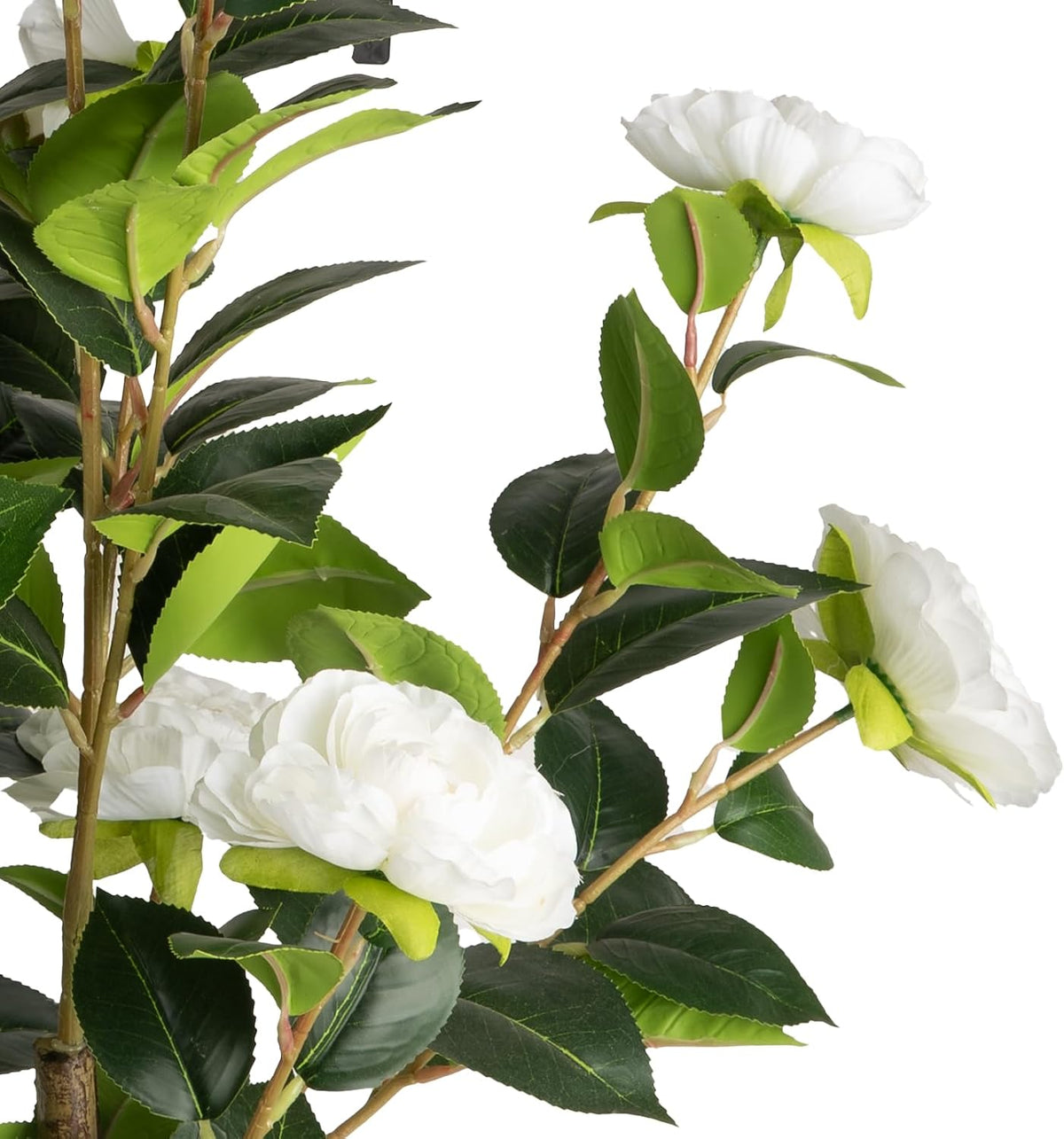 Artificial Camellia Tree 2 Pack - Realistic Camellia Plants in Pot with Orange Flowers, Lifelike Faux Greenery for Living Room, Patio, or Wedding, Orange