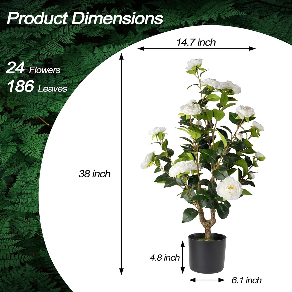 Artificial Camellia Tree 2 Pack - Realistic Camellia Plants in Pot with Orange Flowers, Lifelike Faux Greenery for Living Room, Patio, or Wedding, Orange