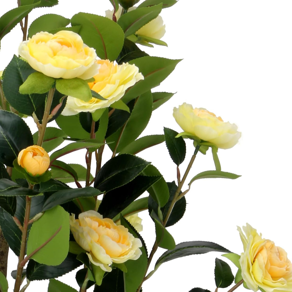 Artificial Camellia Tree 2 Pack - Realistic Camellia Plants in Pot with Orange Flowers, Lifelike Faux Greenery for Living Room, Patio, or Wedding, Orange