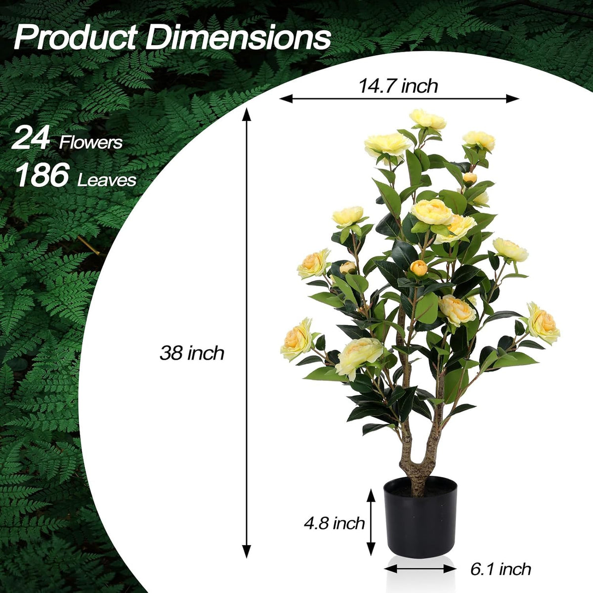 Artificial Camellia Tree 2 Pack - Realistic Camellia Plants in Pot with Orange Flowers, Lifelike Faux Greenery for Living Room, Patio, or Wedding, Orange