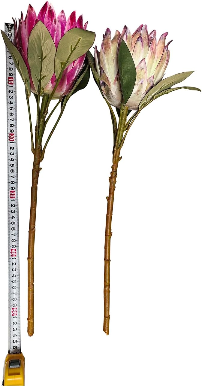 2 Pcs 21.65 Inch Big Artificial The King Protea Flowers Protea Cynaroides Artificial Flowers for Home Garden Wedding Party Office Decor (Rose Red)