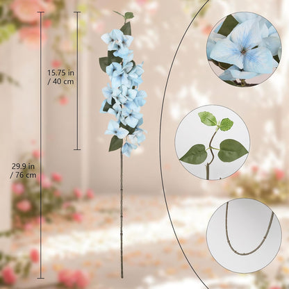 Lilac Flowers Artificial Bougainvillea 8 PCS Realistic Faux Bougainvillea Light Purple Silk Flowers 29.9" Long Stem Flowers for Tall Vase Home Wedding Centerepieces Decor (Light Purple)