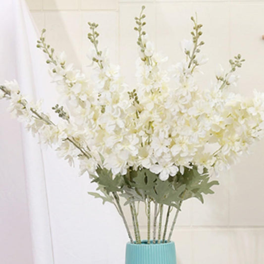 33.5in 6pcs Fake Flowers Delphinium Artificial Flowers Silk Flowers Larkspur Artificial Flowers Long Stem Flowers for Tall Vase Home Wedding Party Decor White