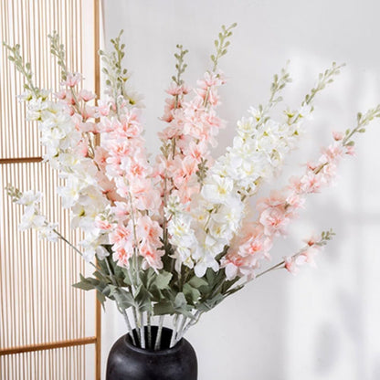33.5in 6pcs Fake Flowers Delphinium Artificial Flowers Silk Flowers Larkspur Artificial Flowers Long Stem Flowers for Tall Vase Home Wedding Party Decor White