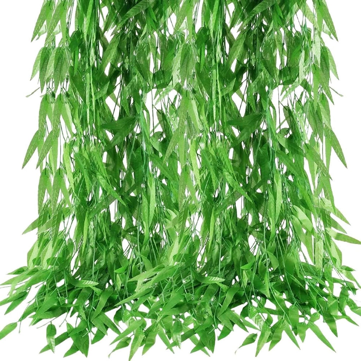 50pcs 300FT Artificial Vine Hanging Greenery Garland Jungle Vines Faux Willow Rattan Vine Artificial Leaves Garland Aestheti Fake Flowers Foliage for Garden Wedding Party Balcony Jungle Decor