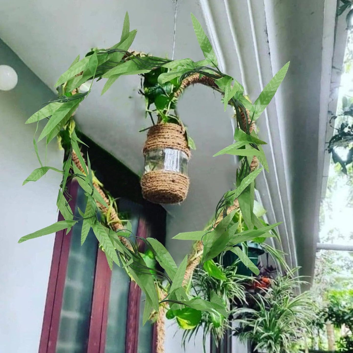 50pcs 300FT Artificial Vine Hanging Greenery Garland Jungle Vines Faux Willow Rattan Vine Artificial Leaves Garland Aestheti Fake Flowers Foliage for Garden Wedding Party Balcony Jungle Decor