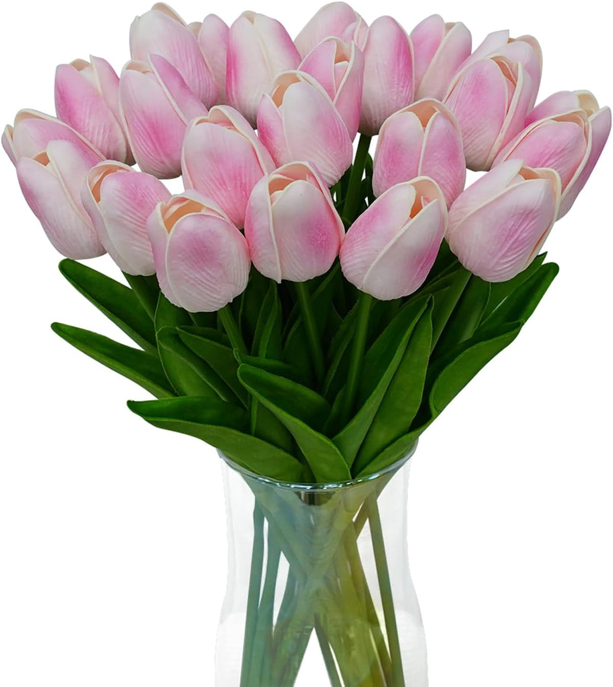 20pcs White Tulips Artificial Flowers 13 Inch PU Fake Flowers Fake Tulips