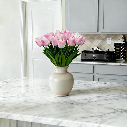 20pcs White Tulips Artificial Flowers 13 Inch PU Fake Flowers Fake Tulips