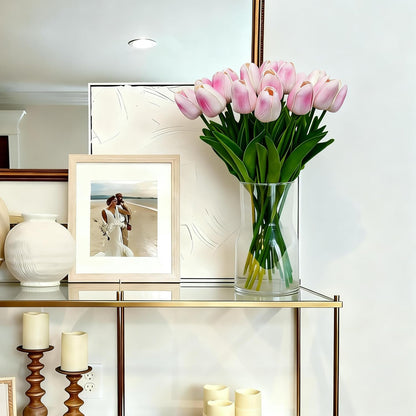20pcs White Tulips Artificial Flowers 13 Inch PU Fake Flowers Fake Tulips