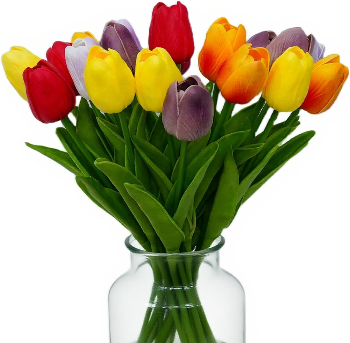 20pcs White Tulips Artificial Flowers 13 Inch PU Fake Flowers Fake Tulips