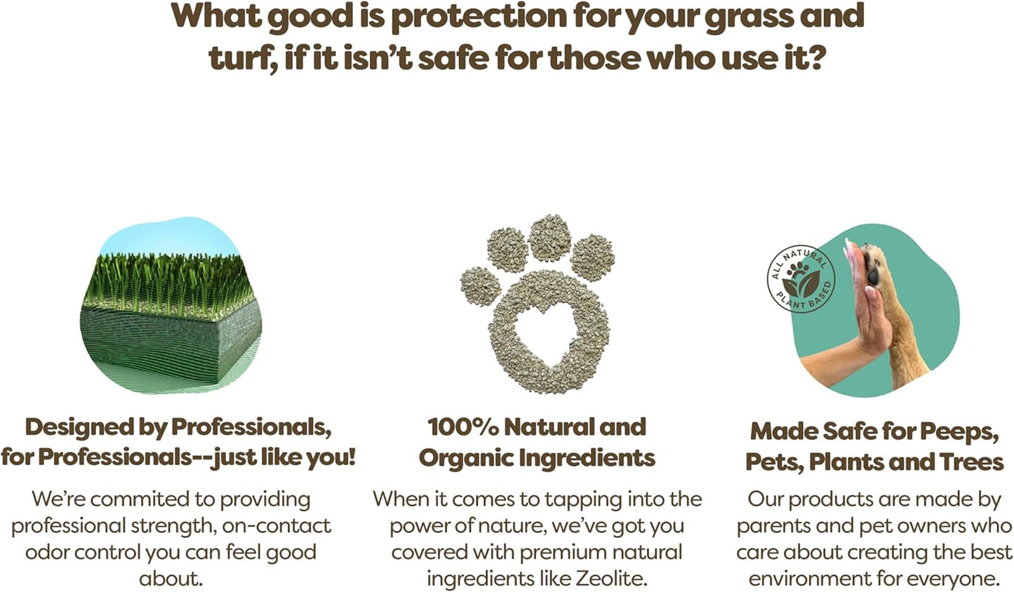 ® Artificial Turf Cleaner & Pet Odor Eliminator Premium Bundle – 8LBS OdorZorb, 1 Gal PE-51, 32oz PE-51 w/Nozzle – for Turf, Grass, Litter Box – Organic & Natural