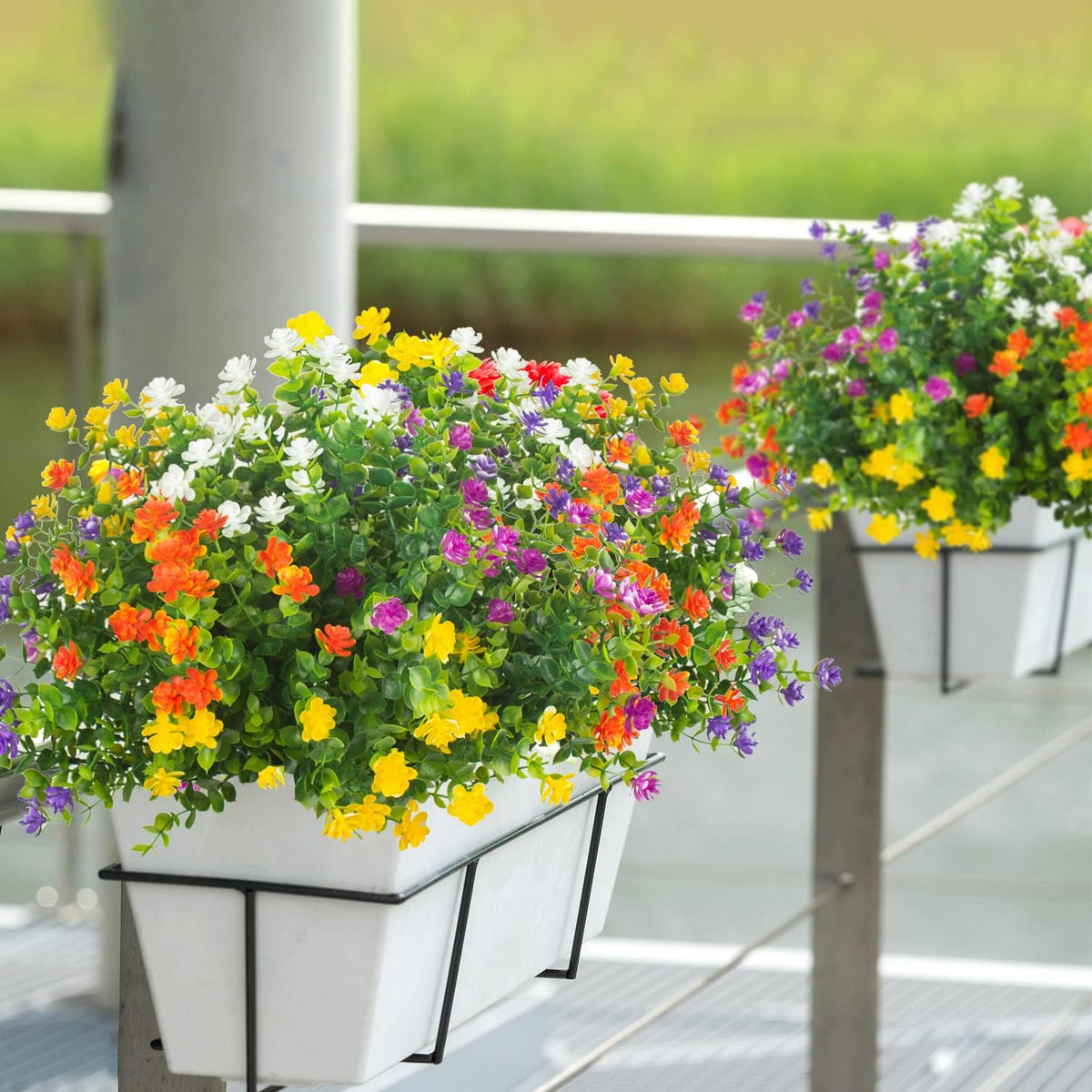 20 Bundles Artificial Outdoor Plants, Fake Wheat Grass Greenery Shrubs UV Resistant Faux Plastic Plants Garden Porch Window Box Décor (Grass)