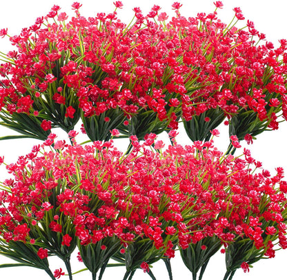 20 Bundles Artificial Outdoor Plants, Fake Wheat Grass Greenery Shrubs UV Resistant Faux Plastic Plants Garden Porch Window Box Décor (Grass)