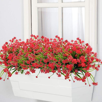 20 Bundles Artificial Outdoor Plants, Fake Wheat Grass Greenery Shrubs UV Resistant Faux Plastic Plants Garden Porch Window Box Décor (Grass)