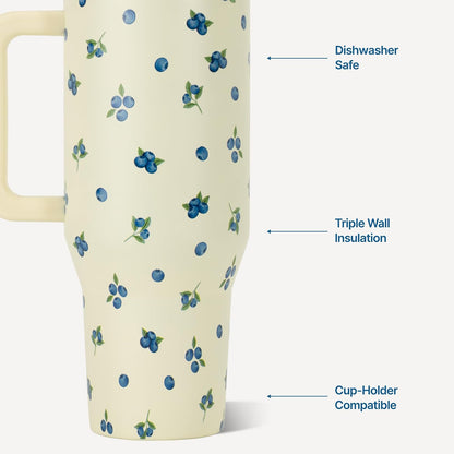 Traveler 40oz, Insulated Tumbler with Handle & Straw, Lemon Lime